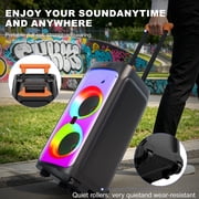 JYX Large Party Speaker, Stereo Outdoor Speaker Bluetooth with Wheels & Trolley Bar, T8