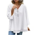 thumbnail image 2 of Plus Size Chiffon Shirts for Women Long Sleeve Fall Shirts Ruffle Trim Soft Comfortable Loose Fit Flowy Shirts ,S-5XL, 2 of 6