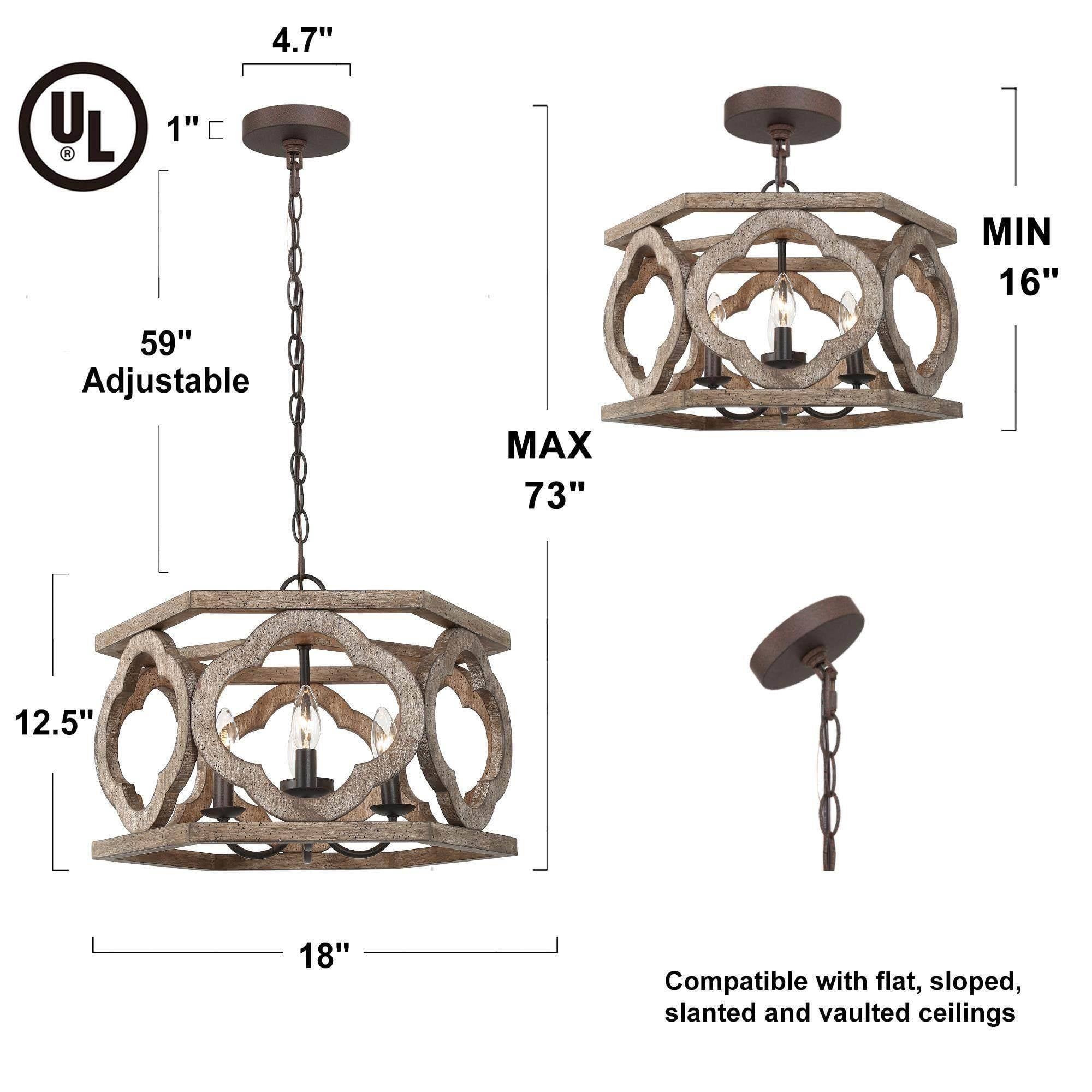 LNC Quaint 4-Light Distressed Bronze Farmhouse Led Cage Chandelier