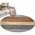 thumbnail image 6 of Farmhouse Haze Blue Brown Round Rug 3ft Washable Circle Entryway Rugs Non Slip Vintage Wooden Striped Area Rug Indoor Floor Carpet for Bedroom Kitchen Living Room Home Office Dining Room Nursery, 6 of 8