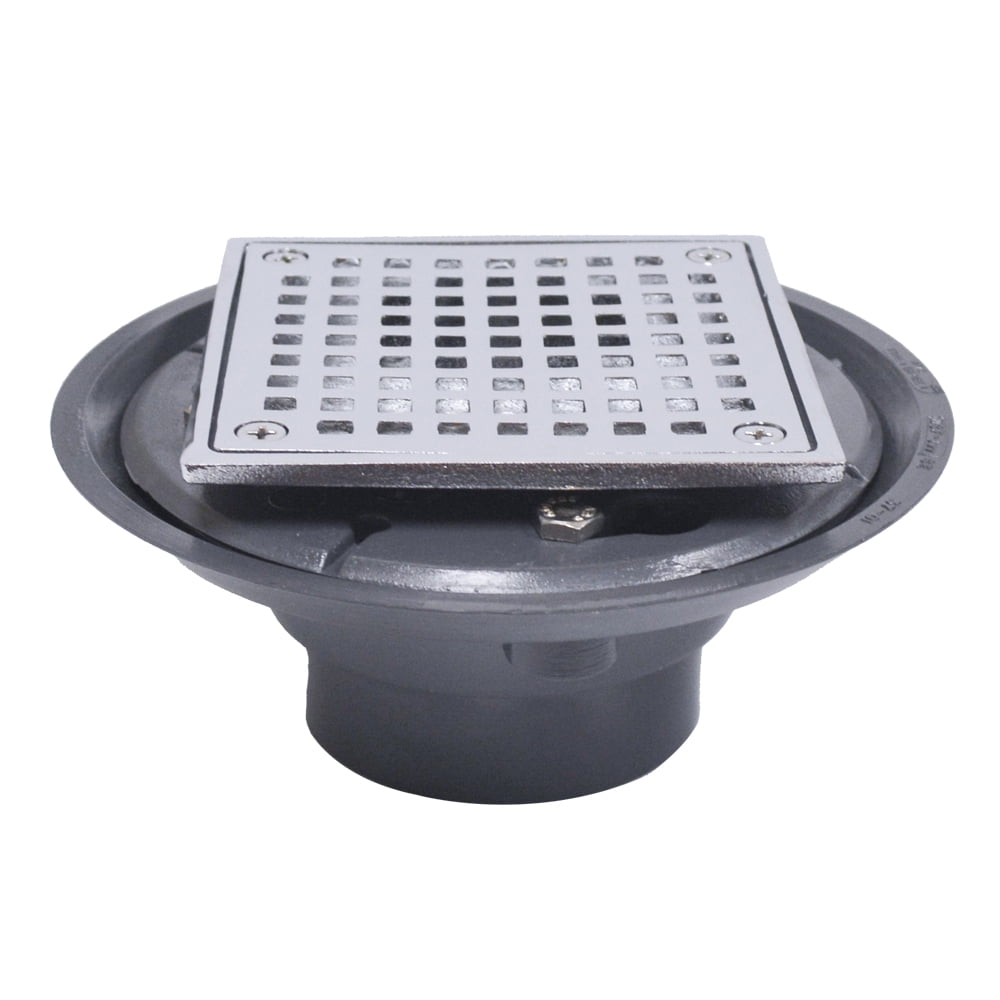 Chrome Plated 2" x 3" Shower Drain with 2" Brass Spud and 41/4" Square