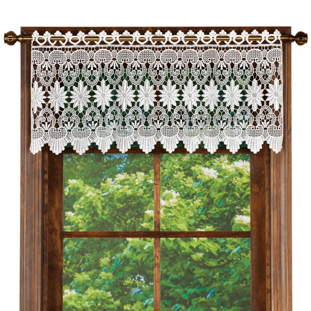 Collections Etc Macrame Curtain Scalloped Valance Window Topper for