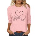 thumbnail image 1 of Tops de Cuello Redondo para las Mujeres Moda Impresa 3/4 Mangas Blusa Casual Top, Estante de Imitación, 1 of 5