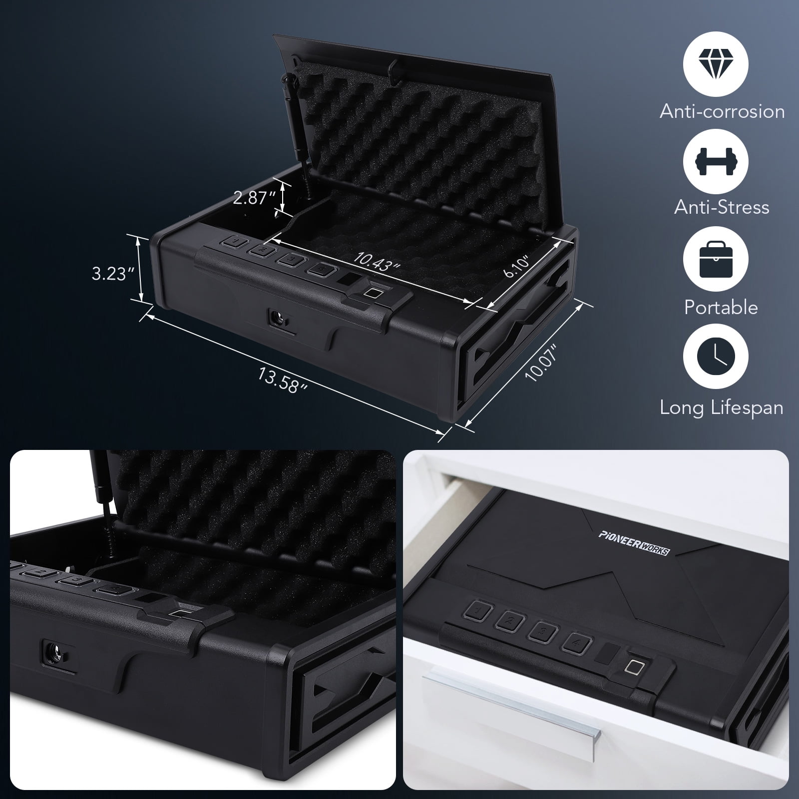 EastVita Biometric Gun Safes, Quick Access Gun Lock Box with Fingerprint & Digital Keypad