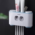 thumbnail image 2 of Yuarrent Juego de soporte para de dientes, dispensador automático multifunción, a prueba de polvo, montado en la pared, accesorios de Almacenamiento y organización del hogar Azul, 2 of 6