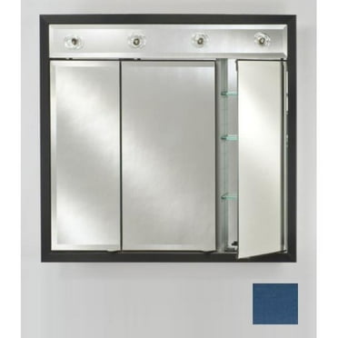 Afina Corporation TD-LC3834RCOLBL 38 in.x 34 in.Recessed Triple Door Cabinet with Contemporary Lights - Colorgrain Blue