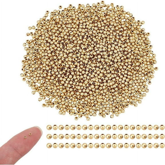 About 2000pcs Golden Spacer Beads Round Spacer Beads Stainless Steel Beads Loose Beads Smooth Beads Rondelle Beads 2mm Small Bracelet Beads for DIY Necklace Bracelet Jewellery Making Mixed Color