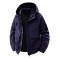 thumbnail image 2 of Men's Tactical Softshell Hooded Jacket, Windproof Waterproof Loose Casual Sport Rain Coat with Multi Snap Pockets, Outdoor Outerwear for Commuting Hiking Camping Purple, 2 of 8