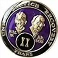 thumbnail image 3 of 20 Ans AA Médaillon Violet Tri-Plaque Fondateurs Bill & Bob Chip XX, 3 of 4