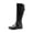 BLACK, variant on Dream Pairs Women's Riding Pirate & Motorcycle Buckle Knee High Boots: Comfortable Low Chunky Heel Flat Design