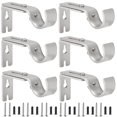 thumbnail image 1 of Soportes para barra de cortina Creatyi ajustables de 1 pulgada (6 unidades, plateados), 1 of 8
