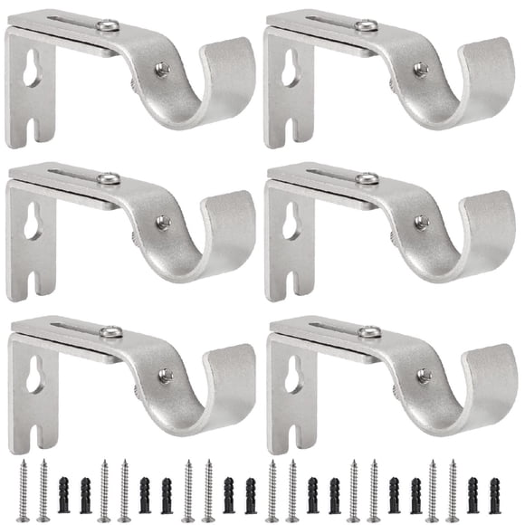 Soportes para barra de cortina Creatyi ajustables de 1 pulgada (6 unidades, plateados)
