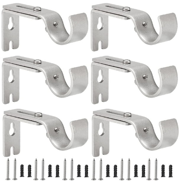 Soportes para barra de cortina Creatyi ajustables de 1 pulgada (6 unidades, plateados)