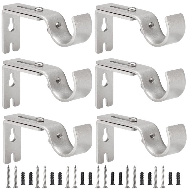 Soportes para barra de cortina Creatyi ajustables de 1 pulgada (6 unidades, plateados)