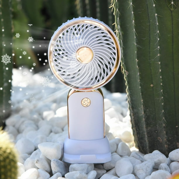 Xihbxyly Mini Ventilador Usb, Galvanizado, de Tres Velocidades, Potente Flujo de Aire, Silencioso, Portátil, Multiusos, para Oficina, Dormitorio, Exterior, Blanco, 7,8 X 4 X 15,2 Cm