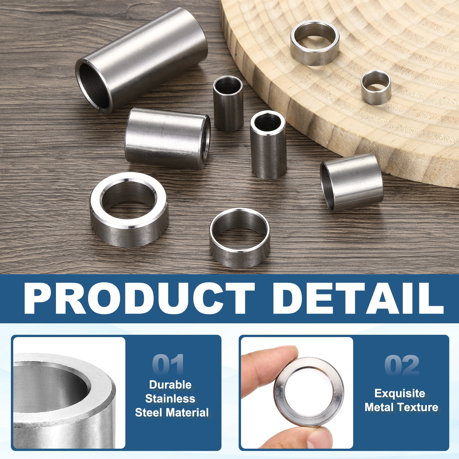 Uxcell 4pcs M20 Metal Spacers, M20 IDx30mm ODx20mm Length Stainless Steel Spacer Round Unthreaded Standoff Bushing Plain Finish for Screw Bolts, Silver 20x30x20mm