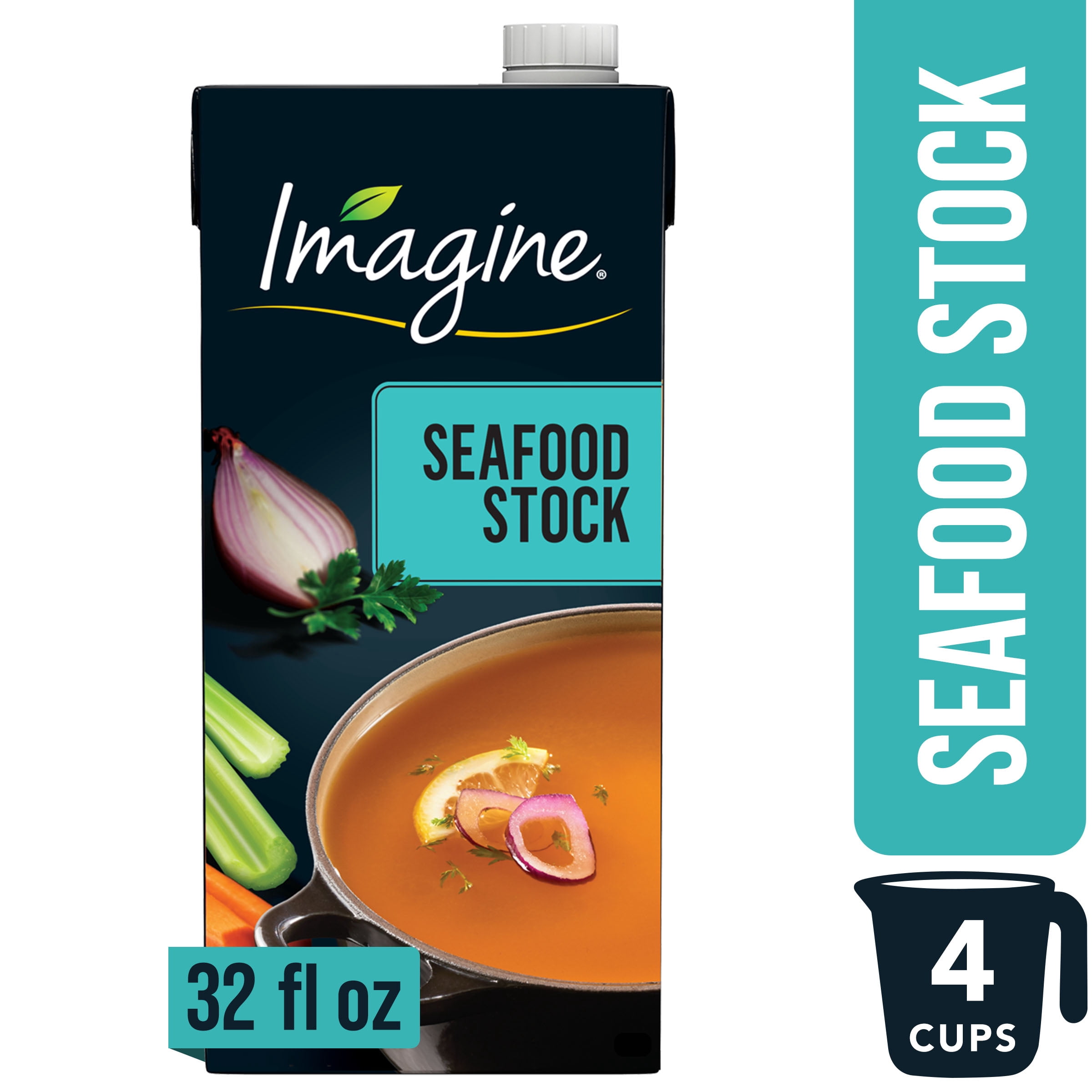 (3 pack) Imagine Seafood Stock, 32 fl oz Carton