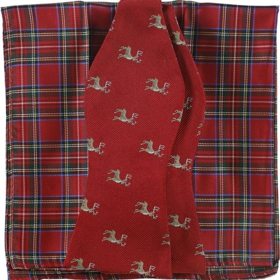 Tommy Hilfiger Mens Deer & Royal Neck Tie Set, Red, One Size