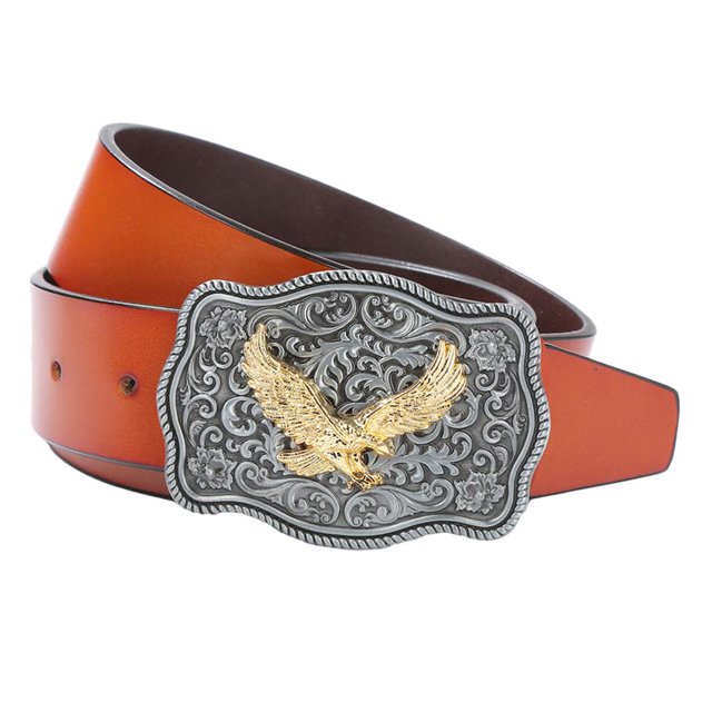 Correa de Cinturón de material cuero de Vaquero Occidental para Hombre, Hebilla de águila de Metal árabe, Hebilla - , talla inconfundible marrón Yinane Cinturón de cintura de vaquero occidental