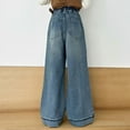thumbnail image 4 of Girls' Jeans Elastic High Waist Wide Leg High Waist Denim Pants for Teens Kids Clothes Girls Size, 4 of 8