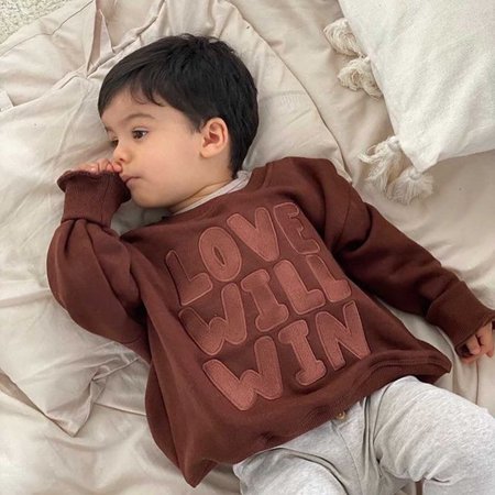 

Little Boys Girls Casual Pullover 1T 2T 3T 4T Loose Long Sleeve Round Neck Letter Embroidered Sweatshirt Top (Khaki 18-24 Months)