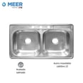 thumbnail image 4 of MEER Faucets by CNX | Tarja Doble de Acero Inoxidable Satinado. Fregadero para Cocina para Empotrar, 84 x 56 x 15 cm CNX Tarja Doble en acero inoxidable 84 cm largo x 56 cm ancho con 15 cm de profundidad, 4 of 4