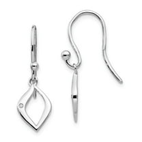 925 Sterling Silver Polished Shepherd hook White Ice Diamond Shepard Hook Earrings Measures 28x9mm Wide - Earring for Wo