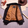 thumbnail image 5 of Chaqueta de cuero para hombre Bomber G1, chaqueta de piel de vacuno y algodón con capa superior de cuello polar, negra como la de Tom, 5 of 5