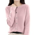 thumbnail image 3 of Womens&nbsp;cardigan&nbsp;sweaters Button Up Cardigans Open Front Crewneck Cozy Sweater Top Warm Soft Knitwear OIOLOYJM Pink L, 3 of 7