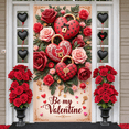 thumbnail image 5 of Red Roses Valentine Banner Pink Roses Heart Backdrop Heart Locks Gold Keys Love Display for Valentine's Day Party Romantic Date Wedding Decoration, 5 of 9