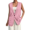 thumbnail image 2 of Women's Sleeveless Blazer Vest Casual Open Front Single Button Summer Jacket with Pockets, 2 of 9