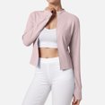 thumbnail image 2 of felwors Women's Stand-Up Collar Stretchy Slim-Fit Yoga Jacket - Long-Sleeved with Thumbholes, Zippered for Sports, Running & Fitness Pink, XXL, 2 of 8