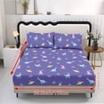 thumbnail image 2 of COEQINE Queen Sheet Set Soft Stretchy Bedding Sheet Set 3 Pieces Deep Pocket Holiday Bedding Set with All Around Elastic Snug Fit Bottom Bedsheet, Easter Dinosaur Bunny Ears Egg, 2 of 5