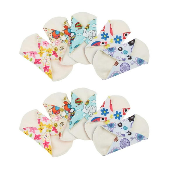 Paquete de 10 Toallas Sanitarias Reutilizables, Lavables, Impermeables, Almohadillas Menstruales Absorbentes para Períodos Livianos, Medianos Y Macarena Almohadillas sanitarias reutilizables