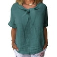 thumbnail image 2 of XuJwPNcy Womens Summer Tops Bow Tie Neck Vacation Clothes Solid Color Breathable Casual Short Sleeve Shirts for Women, 2 of 6