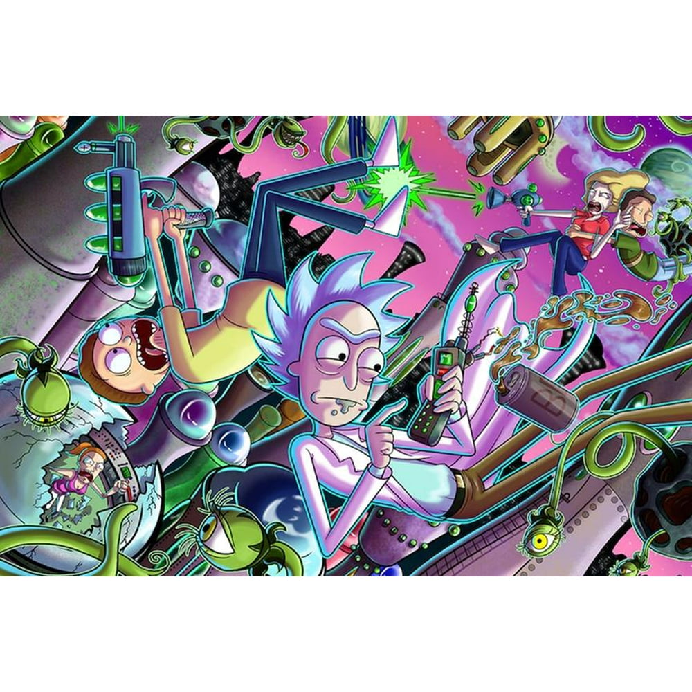 Buyartforless Rick and Morty Chaos 36x24 Animated Cartoon TV Art Print