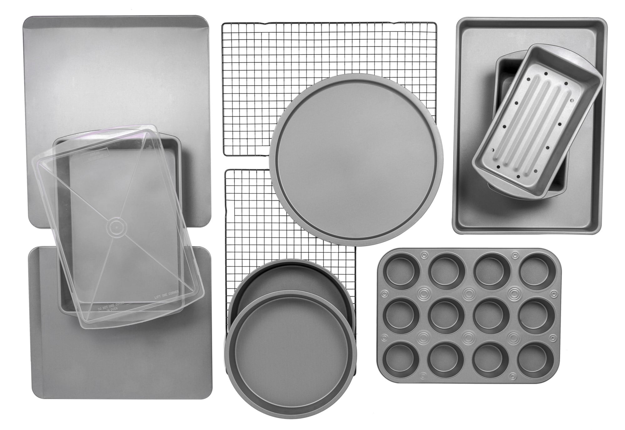 BakerEze 12-Piece Bakeware Set, Muffin Pan, Cookie Sheet, Cake and Loaf Pan, Pizza Pan