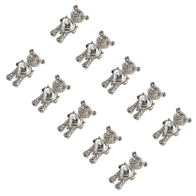 Soidarity 10 piezas de arte de uñas para mujer, decoración de cristal, lindo Animal, circonita, joyería para uñas, diamantes de imitación, Juegos de manicura Plata Grande