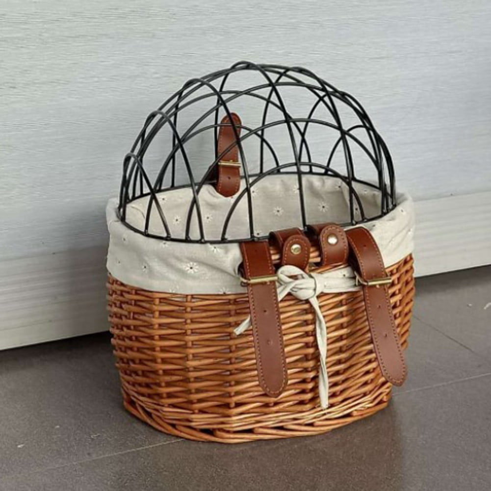 Cat Dog Bicycle Front Handlebar Basket Pets Handwoven Wicker Road Bike Basket Pet Cat