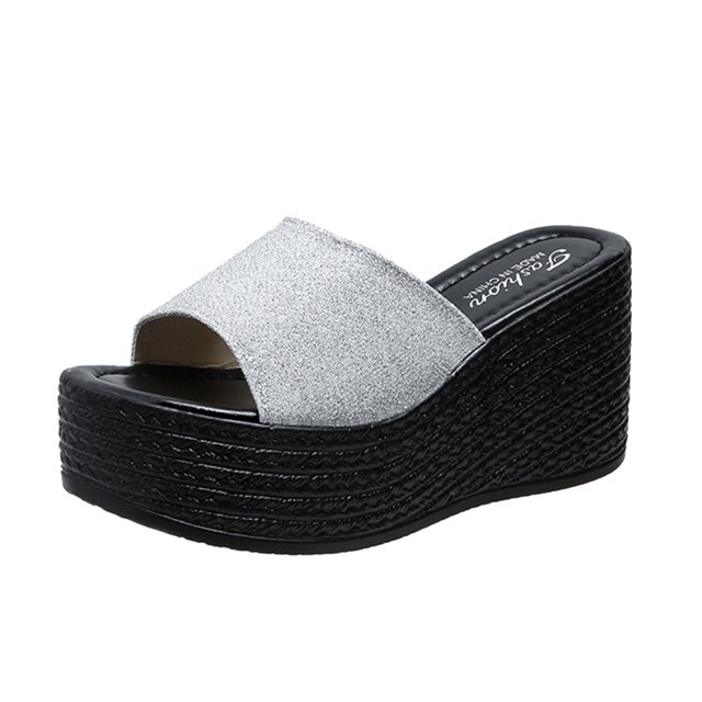 asddcavvf Fashion Summer Sandals Wedge Heel Thick Sole Fish Mouth Solid Color Multicolor Casual Slip