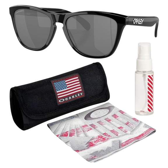 Oakley OO9245 Frogskins (Low Bridge Fit) Square Shaped Non-Polarized Sunglasses for Men & Women - Includes Official Eyewear Kit - Polished Black Frame with Prizm Black Lens