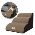 thumbnail image 4 of DOLITY 3 Step Foam Carpet Pet Stairs Ramp for Cats and Small Light Brown, 4 of 9