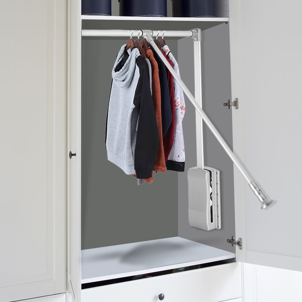 Knifun Wardrobe Rail Pull Down Clothes Rail Lift Pull Down Adjustable Width Wardrobe Clothes Hanging Rail Soft Return Space Saving Walmart Com Walmart Com