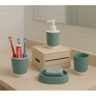 Dependable Industries Modern 4-Piece Bathroom Canister Sets, Solid Print