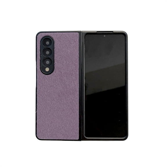 Elehold Fur Case for Samsung Galaxy Z Fold 4 7.6 inch with Shockproof,Purple