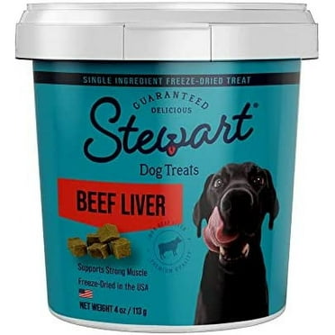 Stewart Freeze Dried Dog Treats, Beef Liver, Healthy, Natural, Single Ingredient, Grain Free Dog Treat, Liver Treats for Dogs, 4 Ounces, Resealable Tub
