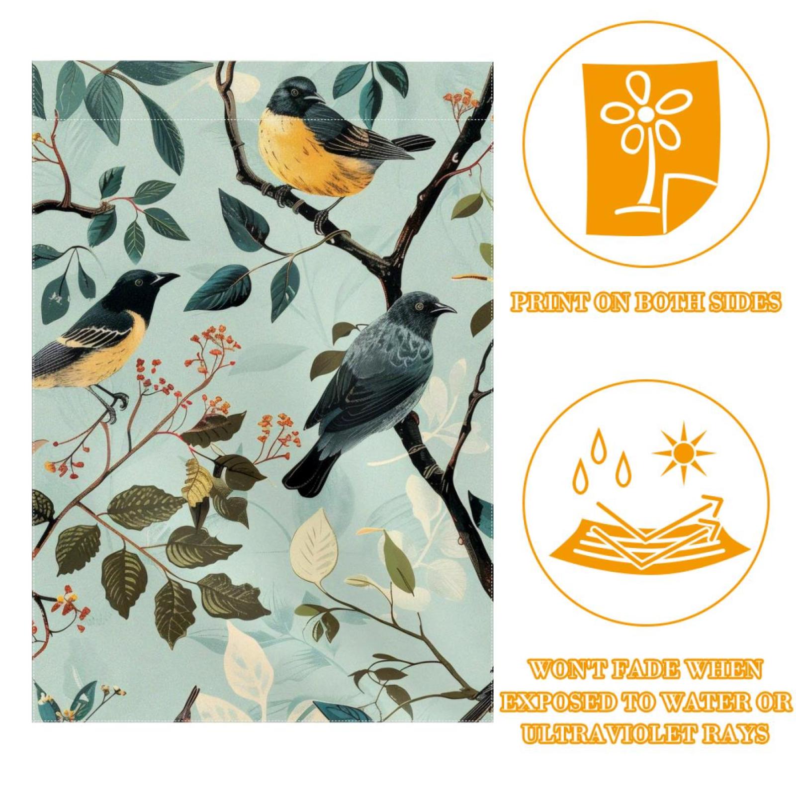 Birds on Branch Double Sided Garden Flag Decorative Weather Resistant Yard Flag, Large DIY Vertical Flag for Farmhouse Patio Lawn, 28x40 Inch