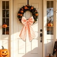 thumbnail image 5 of Large Halloween Decorative Wreath Bow Gingham Plaid Fabric Ribbon for Front Door Fall Party Decorations and Halloween Home Supplies, 5 of 6