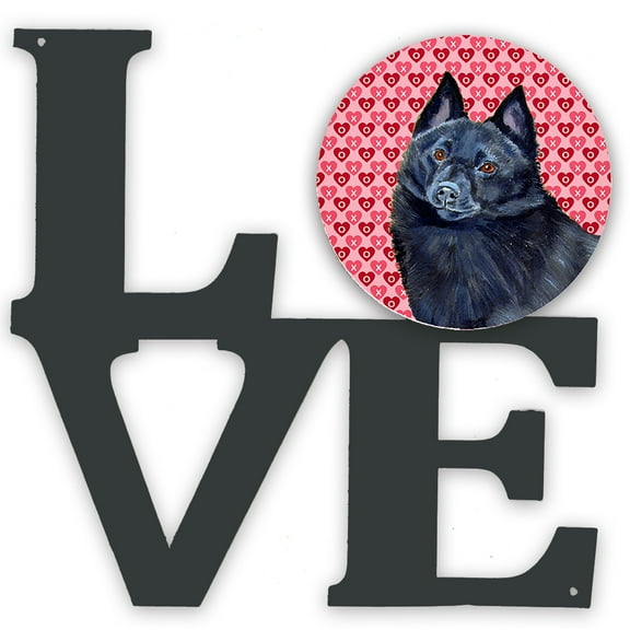Schipperke Hearts Love and Valentines Day Portrait Metal Wall Artwork LOVE
