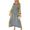 thumbnail image 6 of Mnyycxen Women's Muslim Long Kaftan Abaya Long Sleeve Embroidered Crewneck Maxi Dresses Causel Loose Flowy Tent Dress, 6 of 6